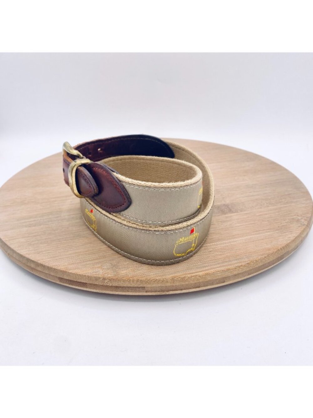 Vintage Masters Golf Belt Womens 32 Brown Full Grain Leather Nylon Brass Buckle - Picture 5 of 12